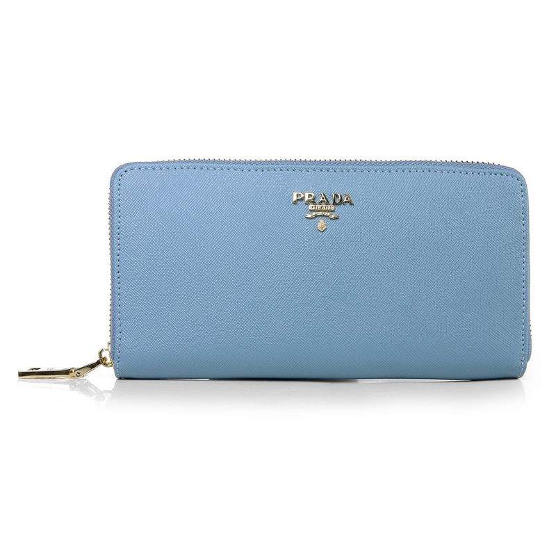 Knockoff Prada Real Leather Wallet 1136 blue